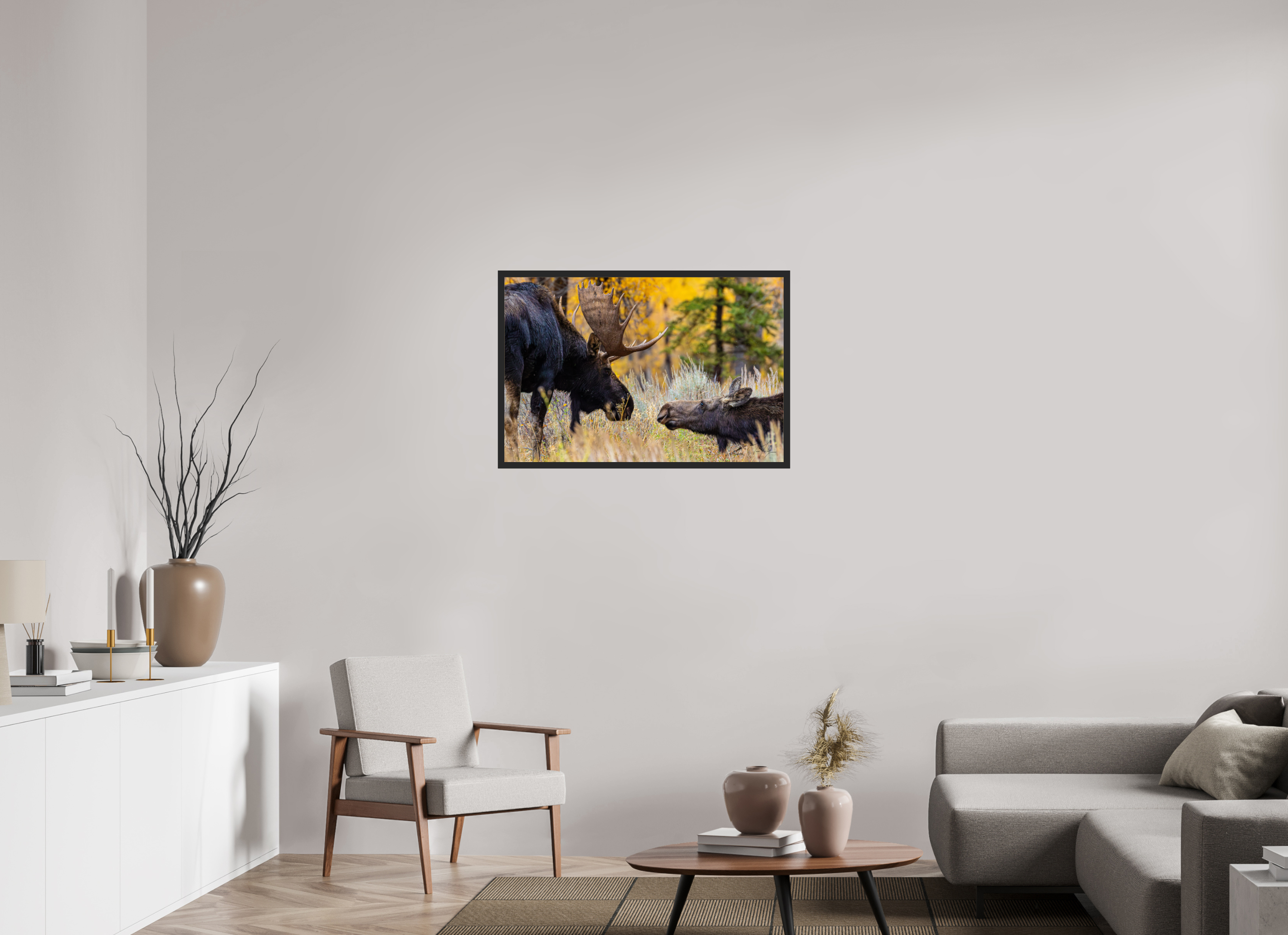 36 x 24″, Frame Black gloss without border Moose Moment