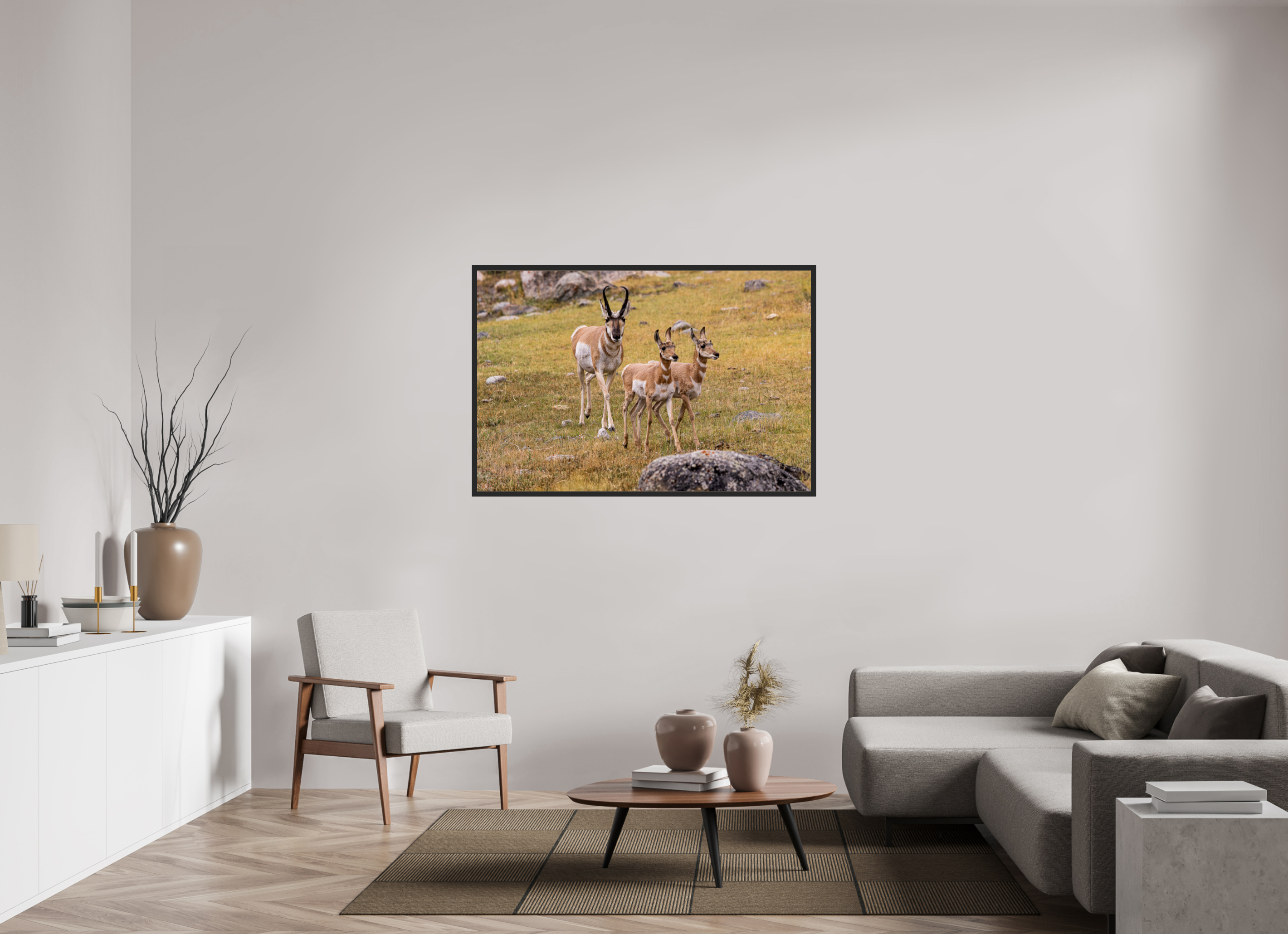 54 x 36″, Frame Black gloss without border Proud Pronghorn Dad