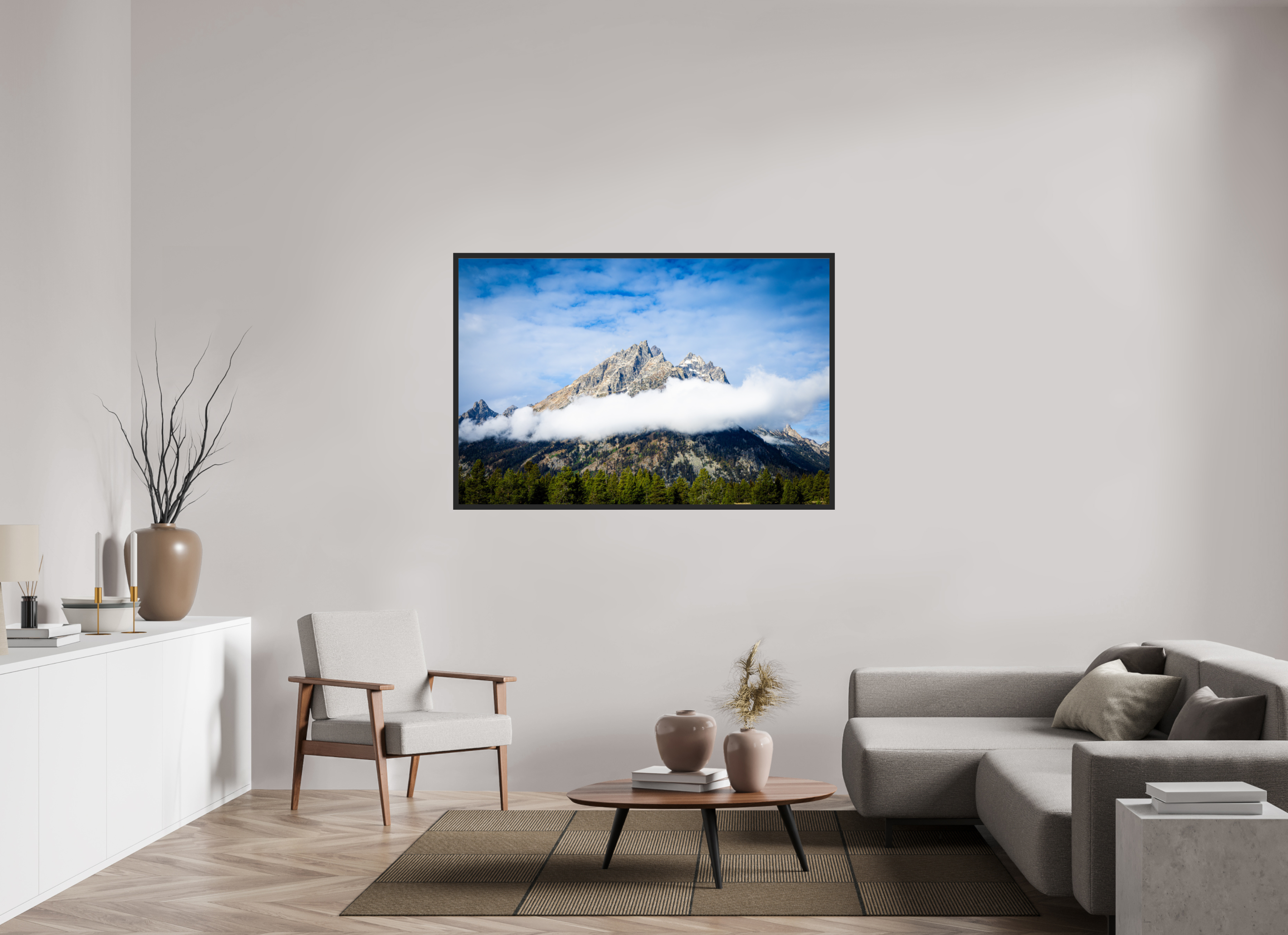 60 x 40″, Frame Black gloss without border Grand Teton National Park