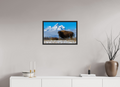 24 x 16″, Frame Black gloss without border Winter Bison