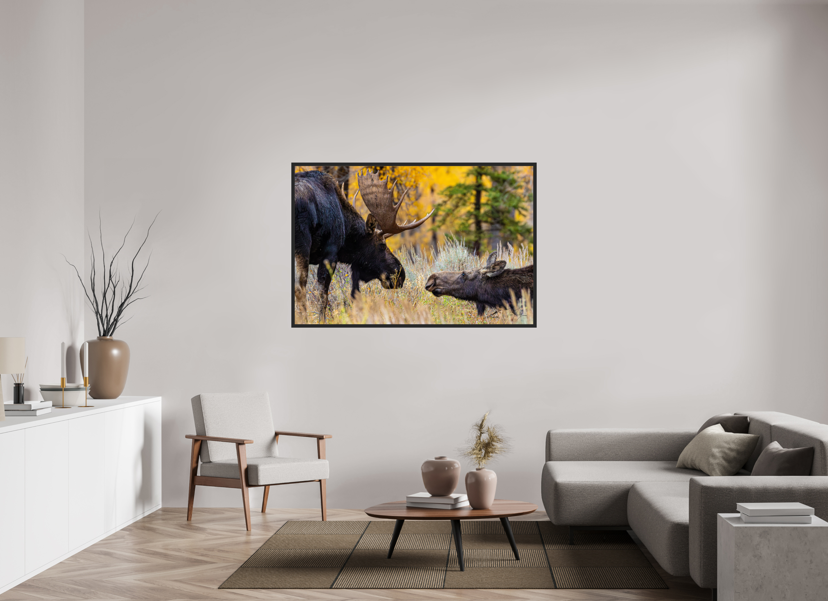60 x 40″, Frame Black gloss without border Moose Moment