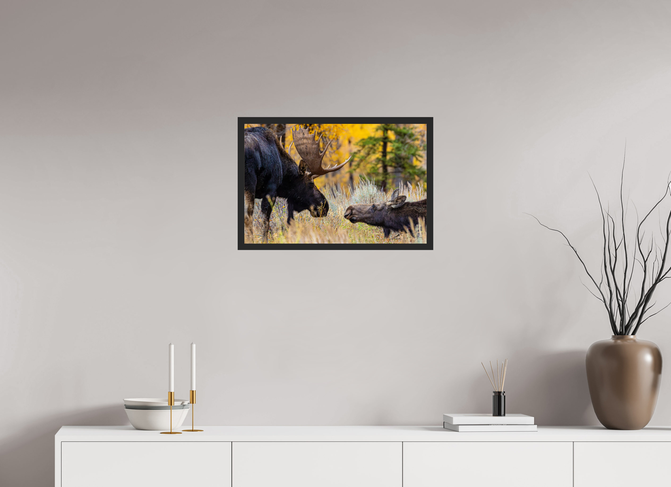 24 x 16″, Frame Black gloss without border Moose Moment