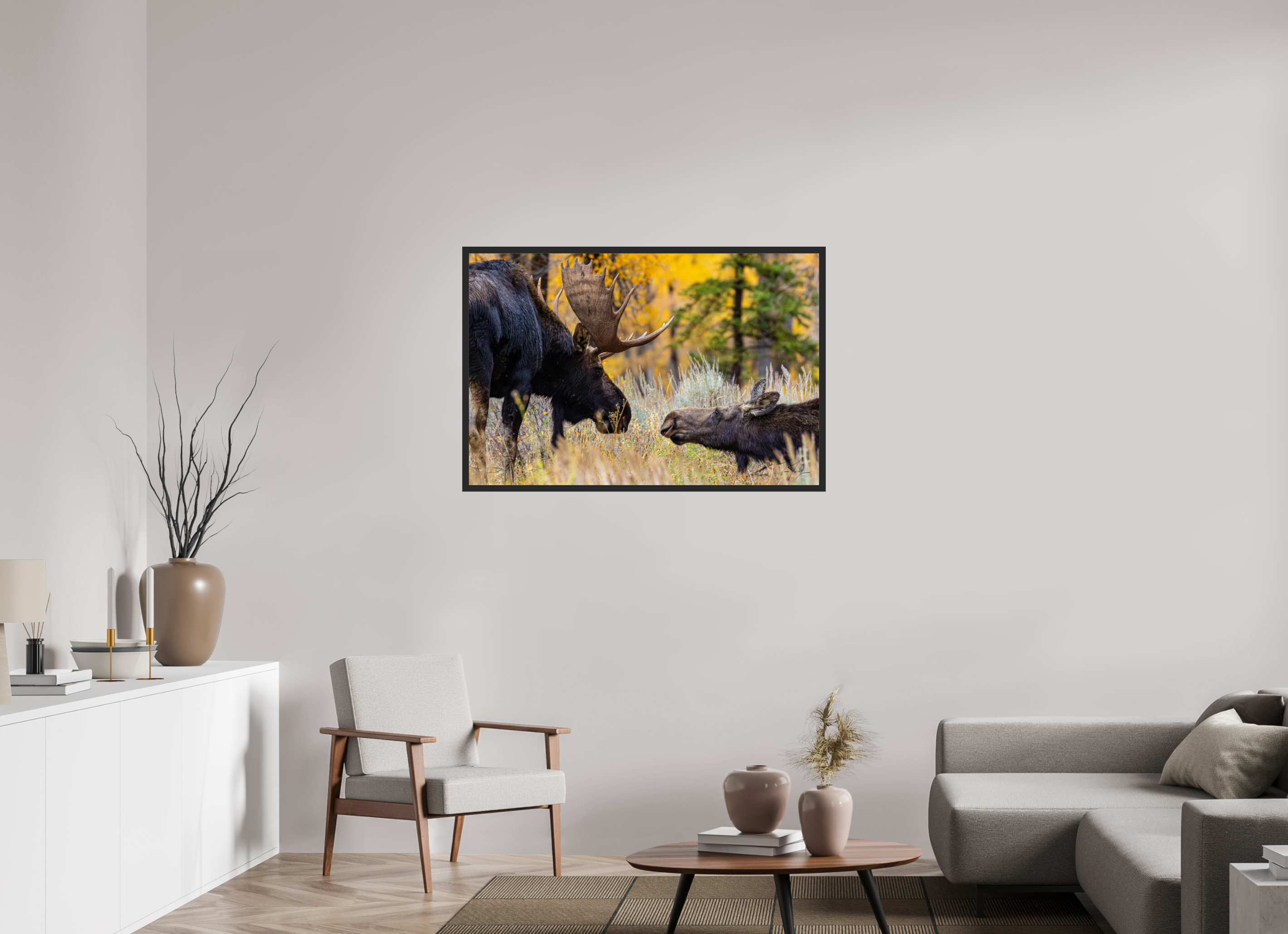 45 x 30″, Frame Black gloss without border Moose Moment