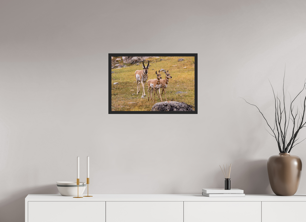 24 x 16″, Frame Black gloss without border Proud Pronghorn Dad