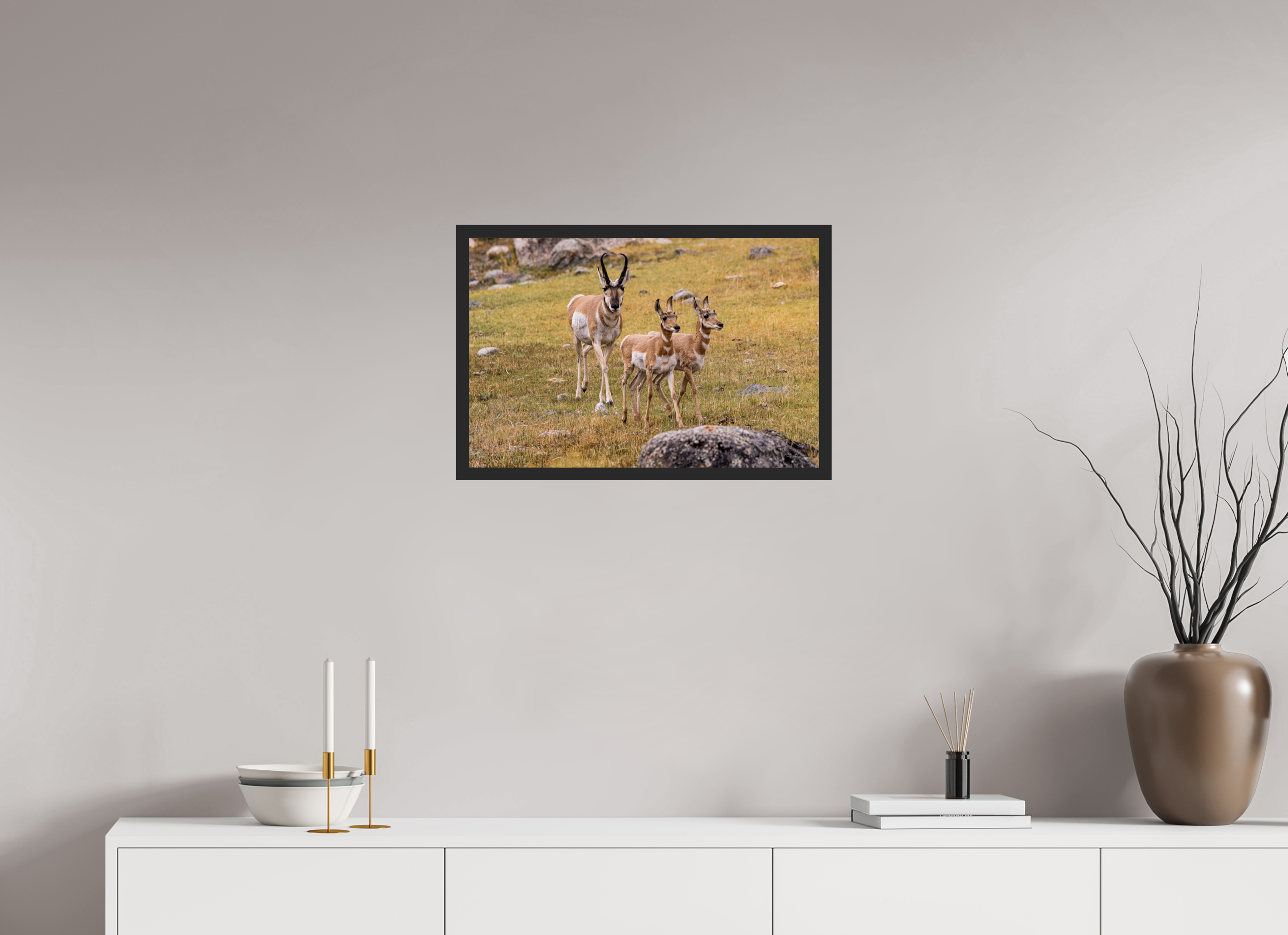 24 x 16″, Frame Black gloss without border Proud Pronghorn Dad