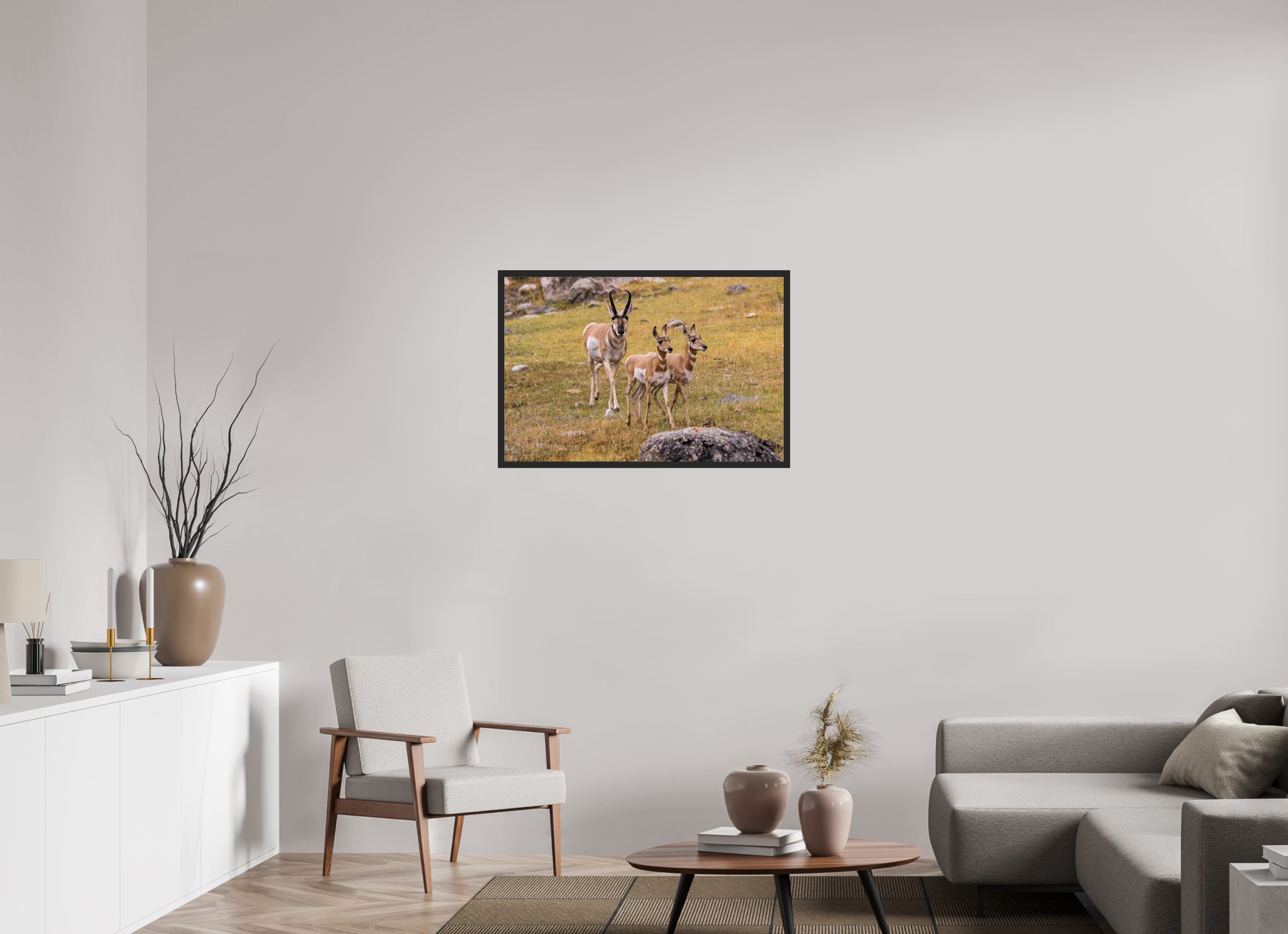 36 x 24″, Frame Black gloss without border Proud Pronghorn Dad